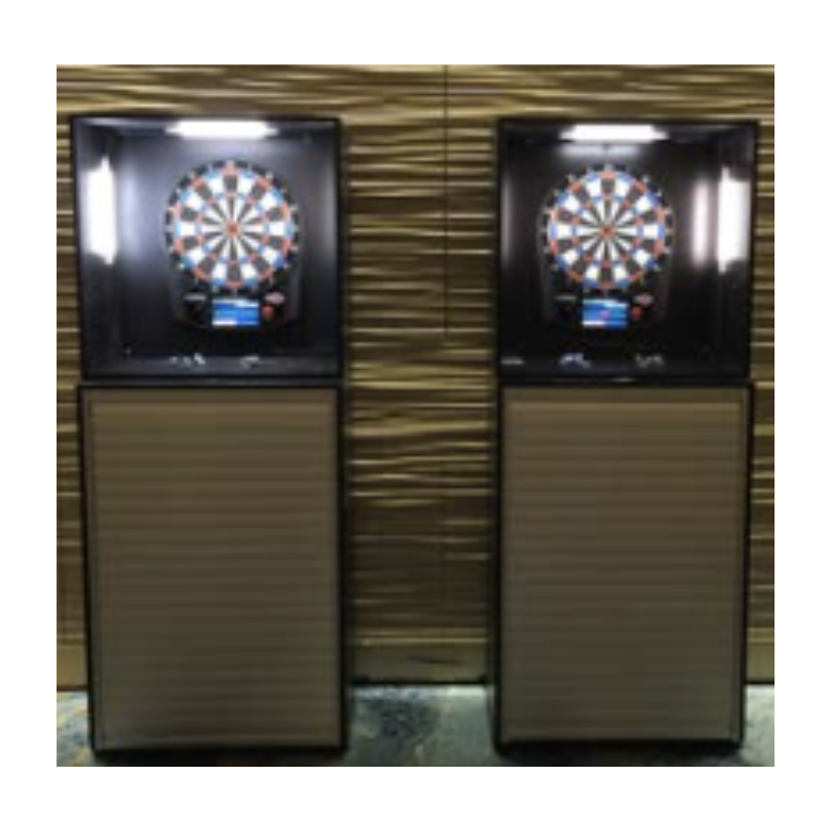 brown electronic darts cabinets