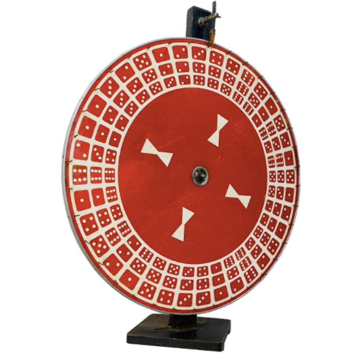 red spinning vintage prize wheel