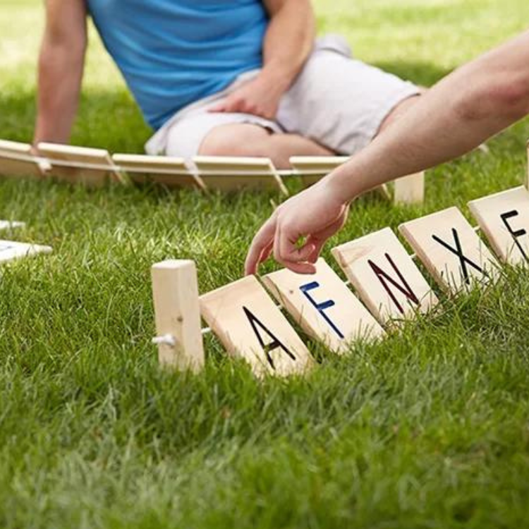 Outdoor giant scrabble letter blocks