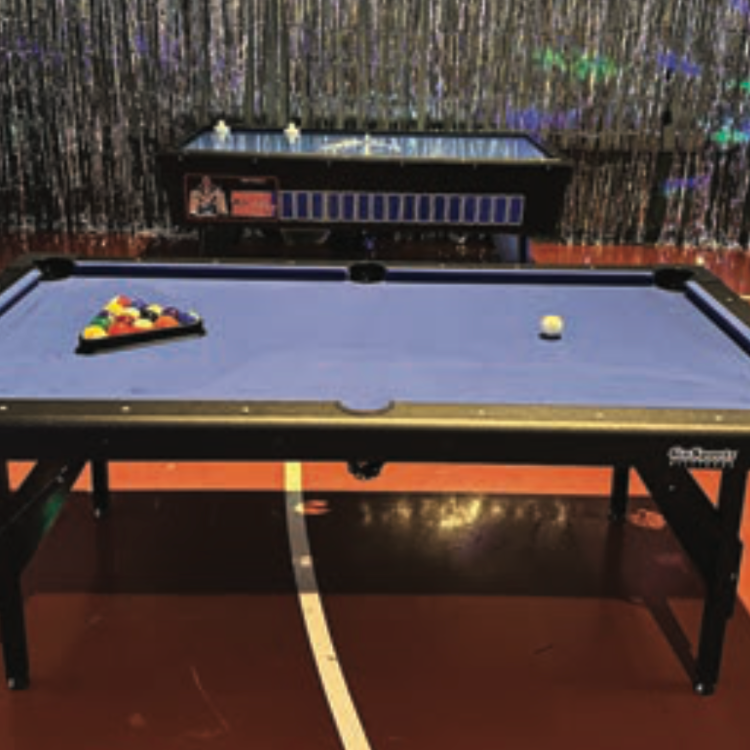 Blue pool table, simple, for outdoors